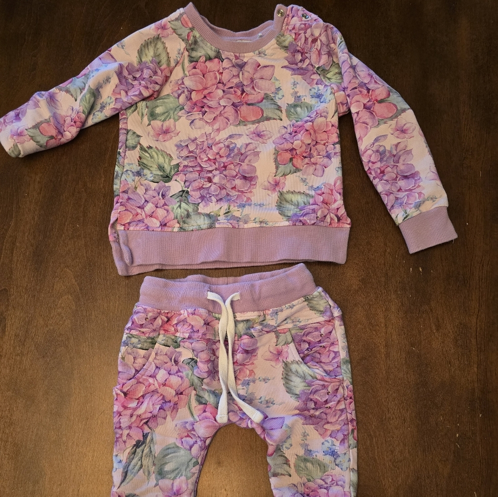Purple and Pink Floral Sweatpants
